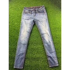 Rock Revival Adele Skinny Jeans Women 28 Blue Stretch Fleur Pocket Denim Y2K EUC